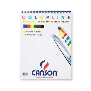 Canson Colorline Spiral Drawing Pad, 25x32cm, 12 Sheets