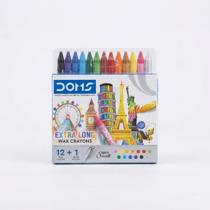 DOMS Extra Long Wax Crayons, 12+1